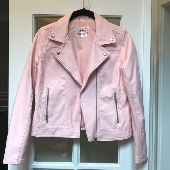 Girls Pink Faux Leather Moto Jacket 416 